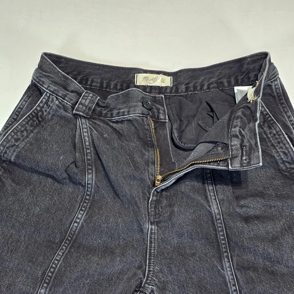 Madewell Wide Leg Trouser Jeans Black High Rise Seamed NN486 DM6565 Womens 27